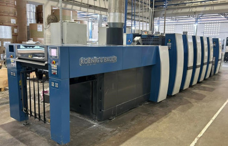 IMPRESSORA KOENIG & BAUER, RAPIDA 75 PRO, 5-CORES + VERNIZ, ANO 2021, ALCOLOR, AUTOPLATE, FORMATO 605 X 750 MM, REVERSÃO 1X4 E 5X0 COR, UNIDADE DE VERNIZ EM LINHA, RODOU APENAS 89 MI, PRODUÇÃO 15.000 FOLHAS/H, EQUIPAMENTO MUITO NOVO, VALOR R$ 2.700.000,00